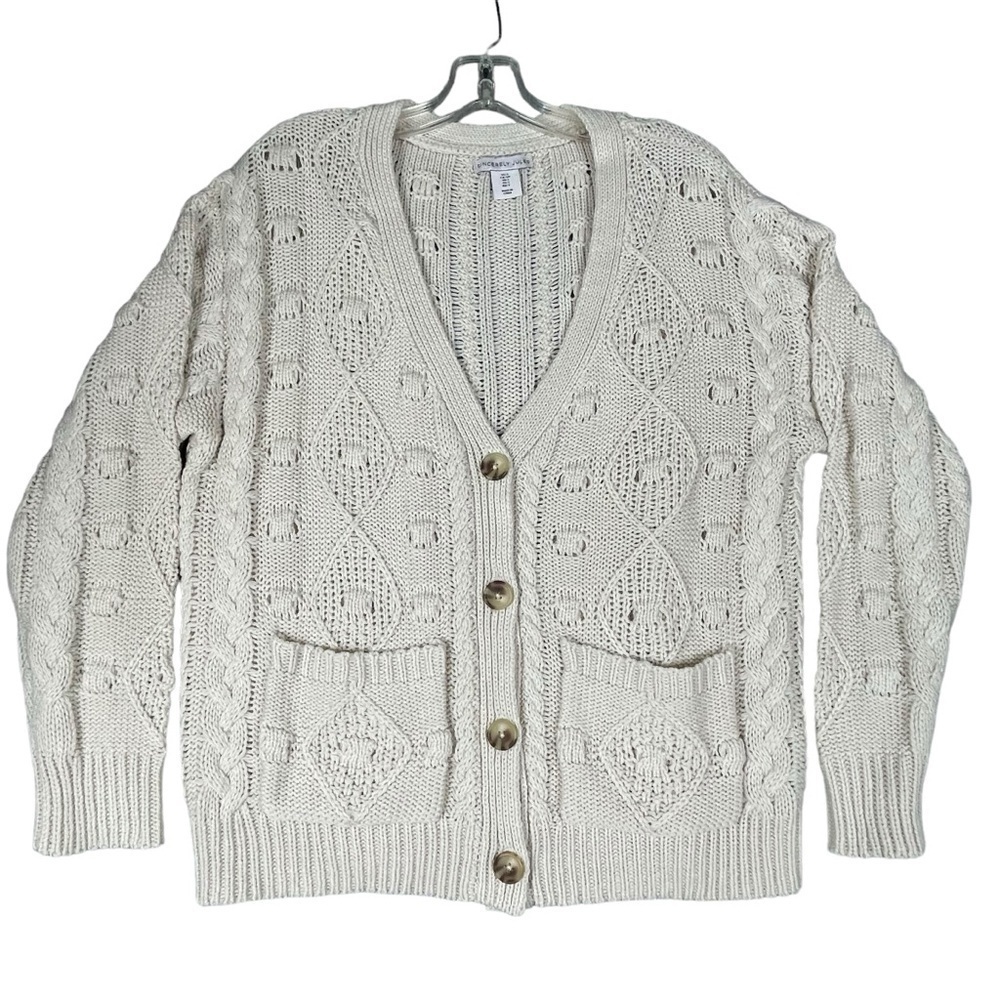 Sincerely Jules Button Front Cottagecore Coastal Grandma Sweater Cardigan Sz S